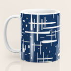 Mid-Century Modern Kinetikos Pattern in Nautical Navy Blue and White Coffee Mug Gallery Image 3