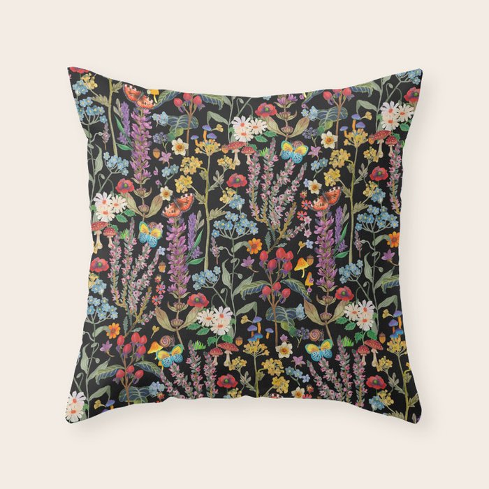Wild Flowers Paradise Throw Pillow Gallery Image 1