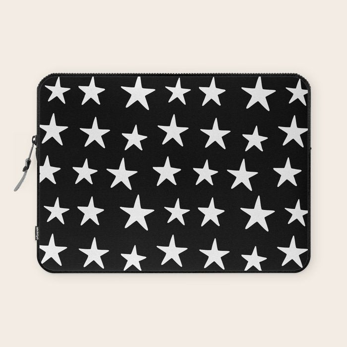 Star Pattern White On Black Laptop Sleeve Gallery Image 1