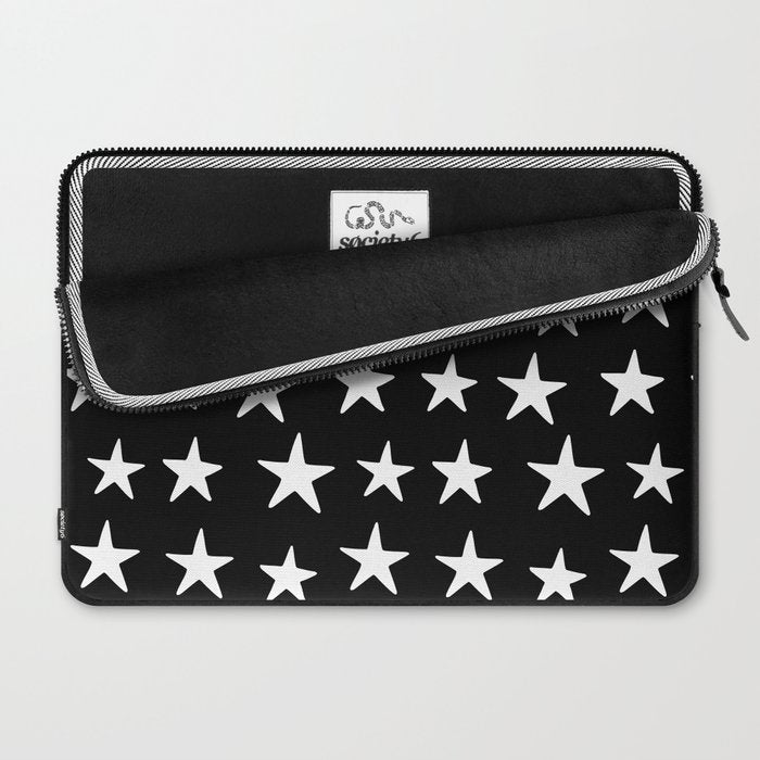 Star Pattern White On Black Laptop Sleeve Gallery Image 2