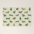 Off to the Horse Races (Mint) Welcome Mat Gallery Image 1