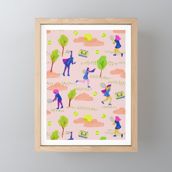 Let's Play Tennis in Peachy Pink Mini Art Print Gallery Image 1