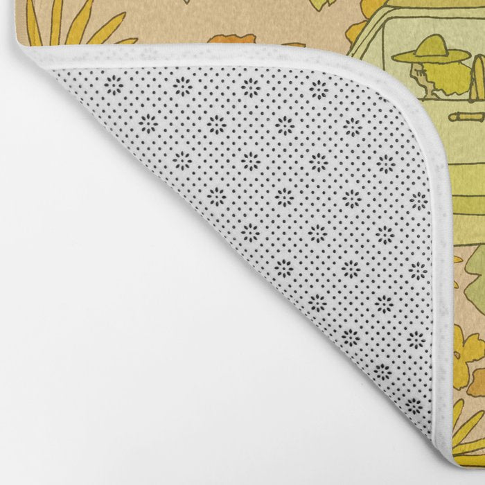 van life flower power // retro surf art by surfy birdy Bath Mat Gallery Image 2