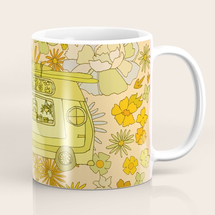 van life flower power // retro surf art by surfy birdy Coffee Mug Gallery Image 1
