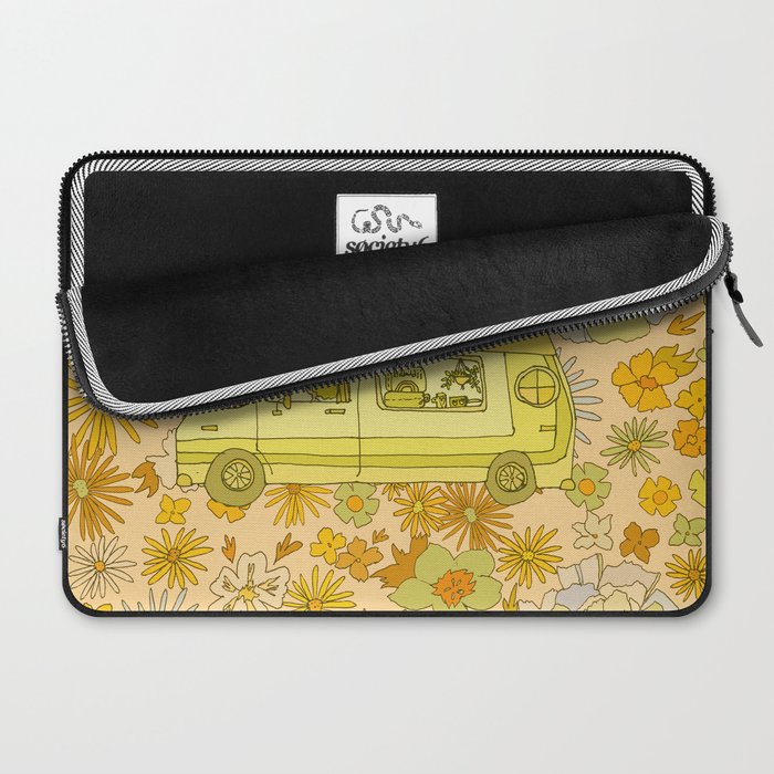 van life flower power // retro surf art by surfy birdy Laptop Sleeve Gallery Image 2