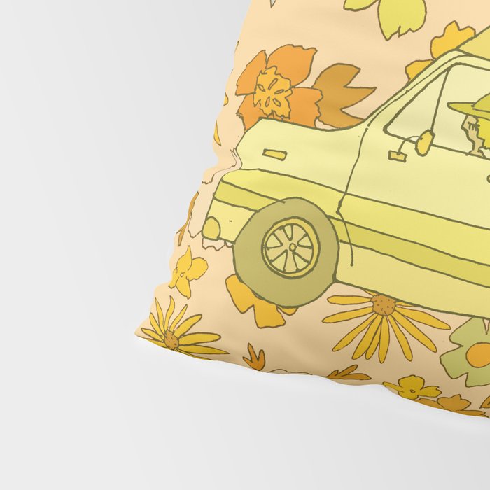 van life flower power // retro surf art by surfy birdy Pillow Sham Gallery Image 4