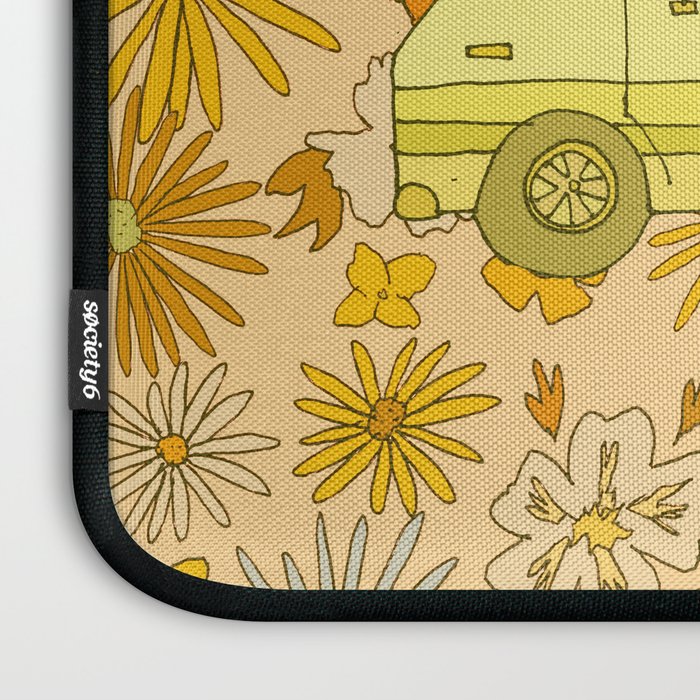 van life flower power // retro surf art by surfy birdy Laptop Sleeve Gallery Image 3
