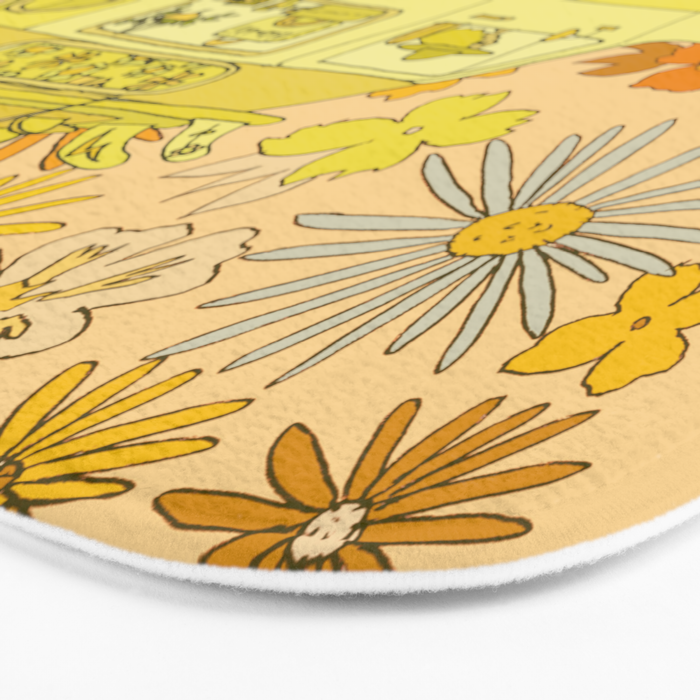van life flower power // retro surf art by surfy birdy Bath Mat Gallery Image 3