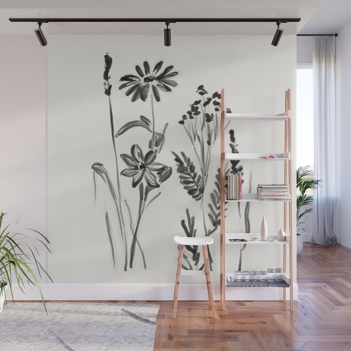 Minimalist wildflowers Wall Mural Gallery Image 1