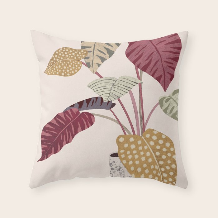 Colorful plant Throw Pillow Gallery Image 1