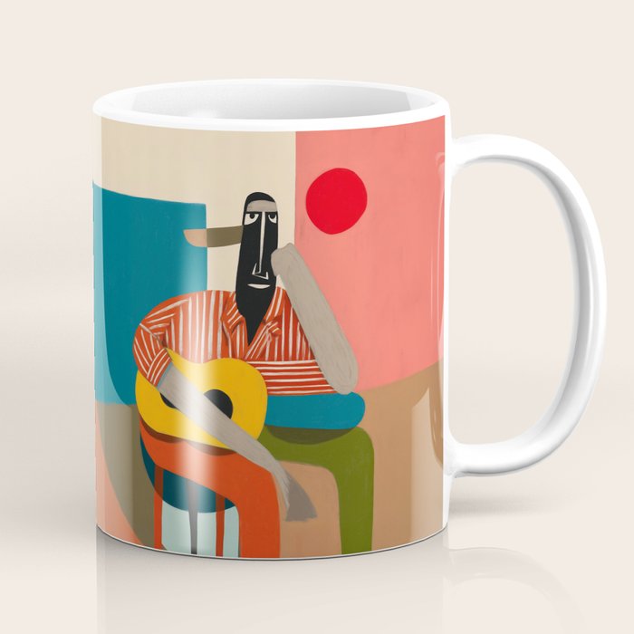 Melancholy Guitarist in Stripes Coffee Mug Gallery Image 1