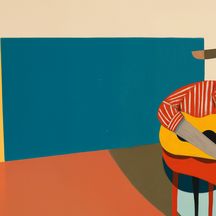 Melancholy Guitarist in Stripes Coffee Mug Gallery Image 2