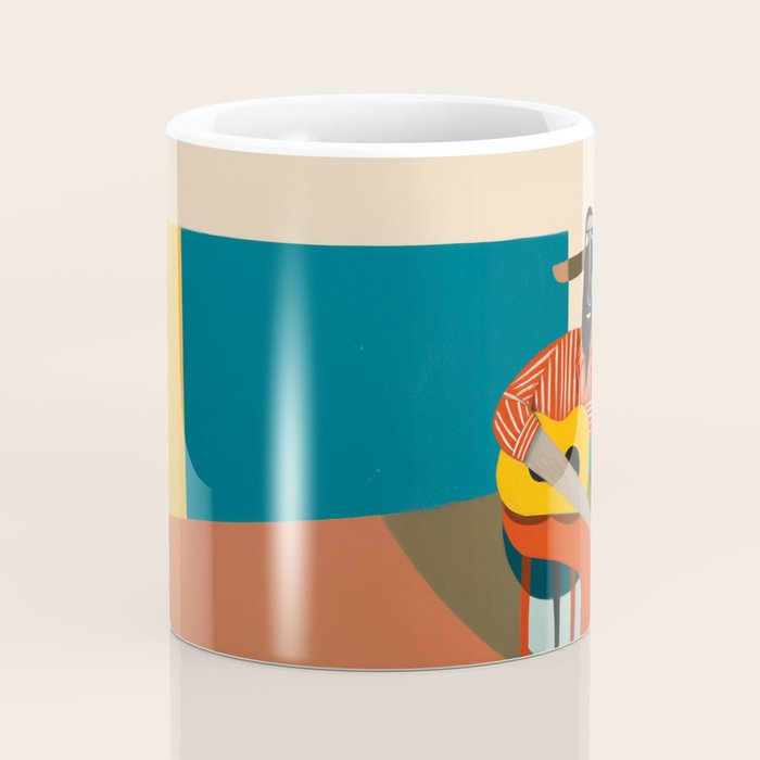 Melancholy Guitarist in Stripes Coffee Mug Gallery Image 4
