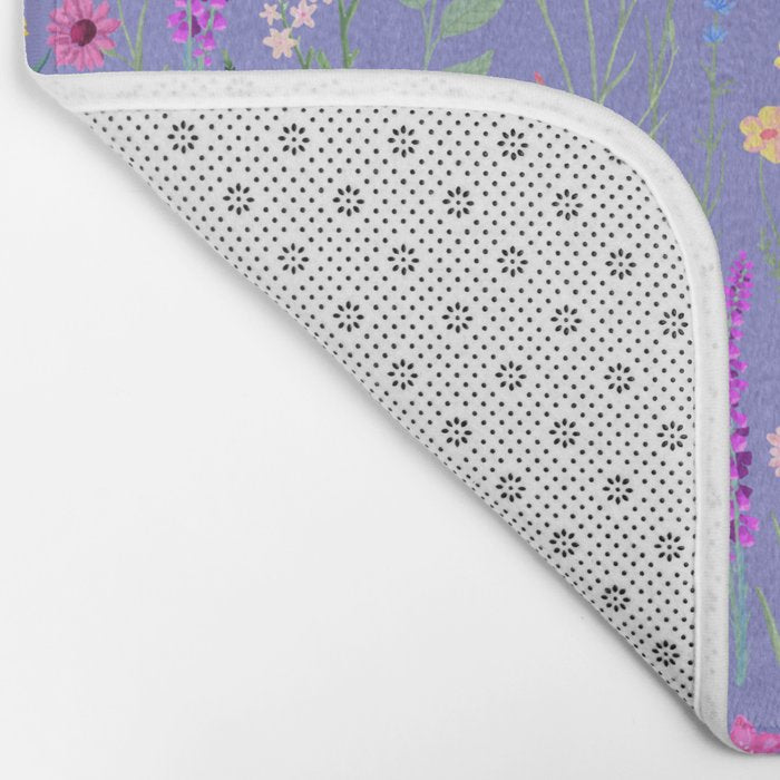 blue meadows colorful floral pattern Bath Mat Gallery Image 2