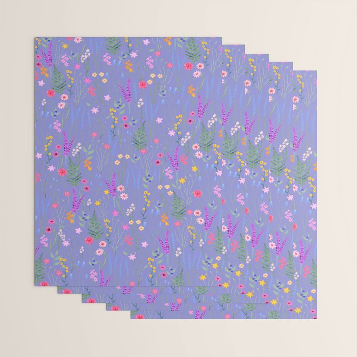 blue meadows colorful floral pattern Wrapping Paper Gallery Image 3