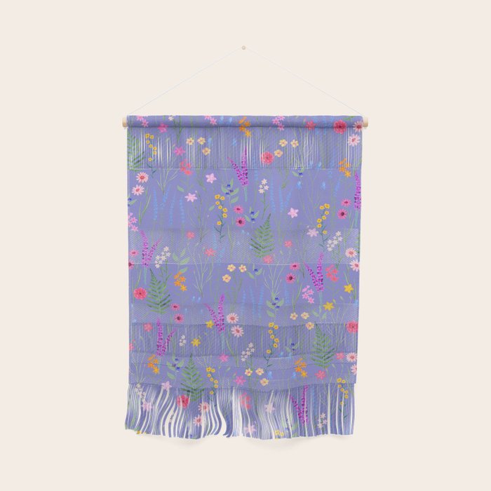 blue meadows colorful floral pattern Wall Hanging Gallery Image 1