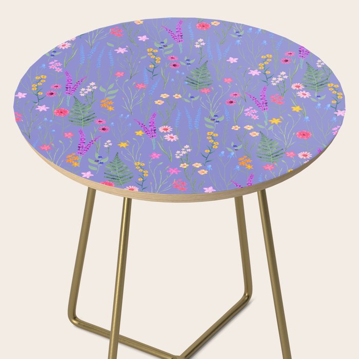 blue meadows colorful floral pattern Side Table Gallery Image 2