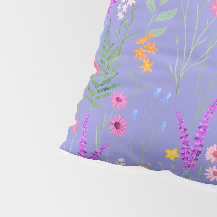 blue meadows colorful floral pattern Pillow Sham Gallery Image 4