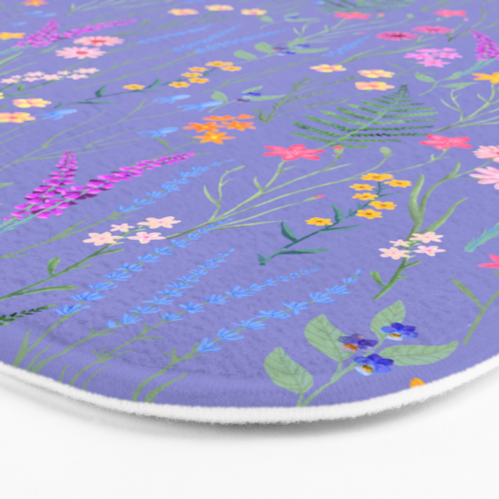 blue meadows colorful floral pattern Bath Mat Gallery Image 3