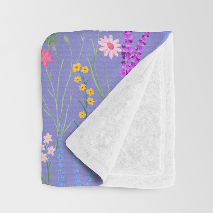 blue meadows colorful floral pattern Throw Blanket Gallery Image 3