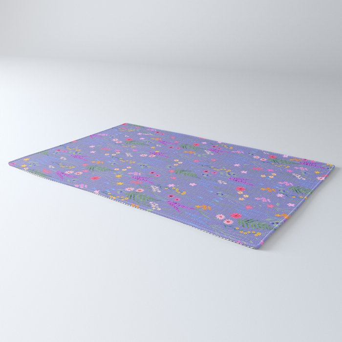 blue meadows colorful floral pattern Rug Gallery Image 3