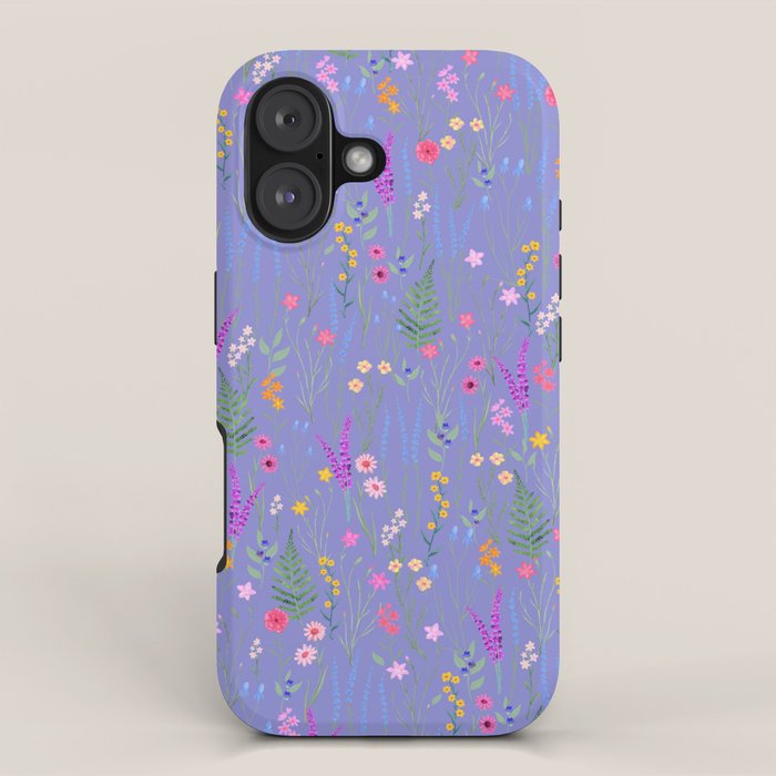 blue meadows colorful floral pattern iPhone Case Gallery Image 1