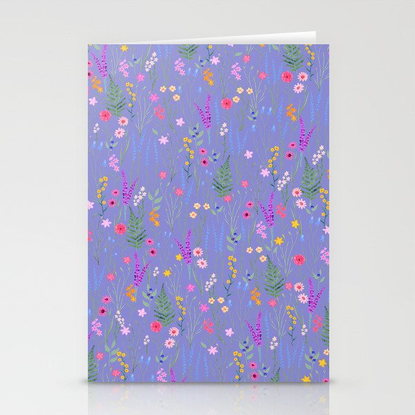 blue meadows colorful floral pattern Stationery Card Gallery Image 2