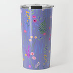 blue meadows colorful floral pattern Travel Mug Gallery Image 1
