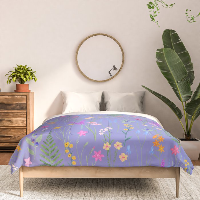 blue meadows colorful floral pattern Comforter Gallery Image 3