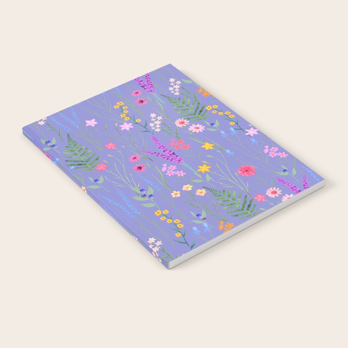 blue meadows colorful floral pattern Notebook Gallery Image 2