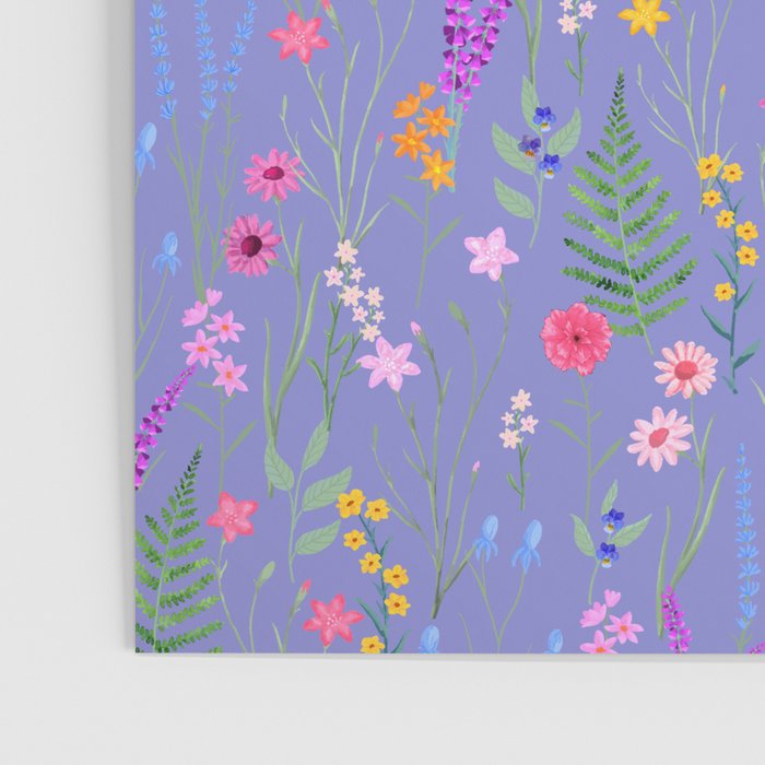 blue meadows colorful floral pattern Poster Gallery Image 3