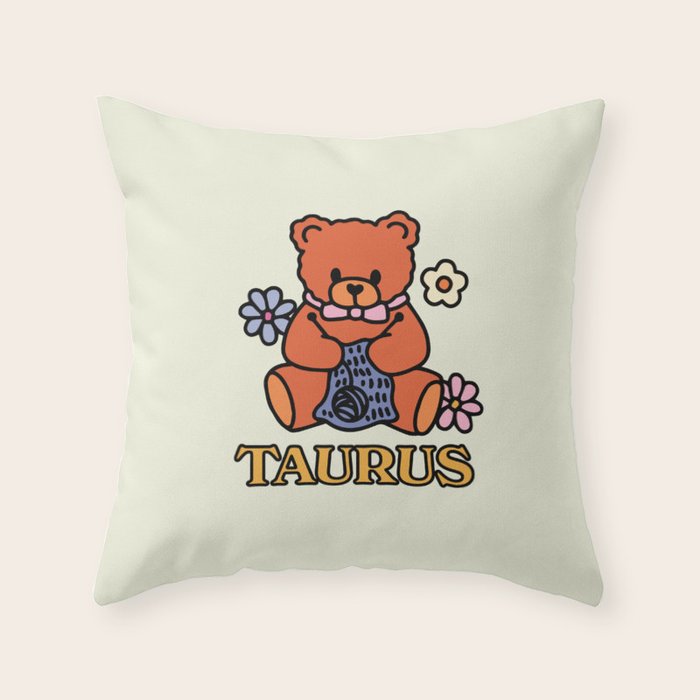 Taurus Teddy Bear Throw Pillow Gallery Image 1