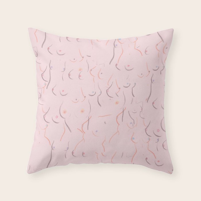 Breasts in Millennial Pink Throw Pillow Gallery Image 6