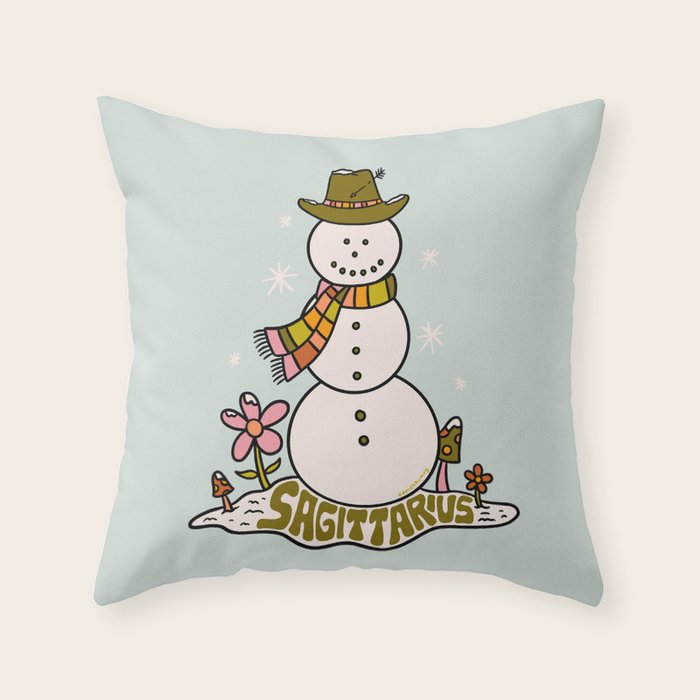 Sagittarius Snowman Throw Pillow Gallery Image 1