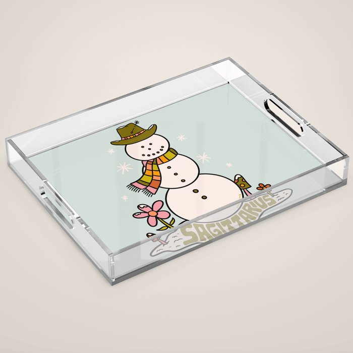 Sagittarius Snowman Acrylic Tray Gallery Image 1