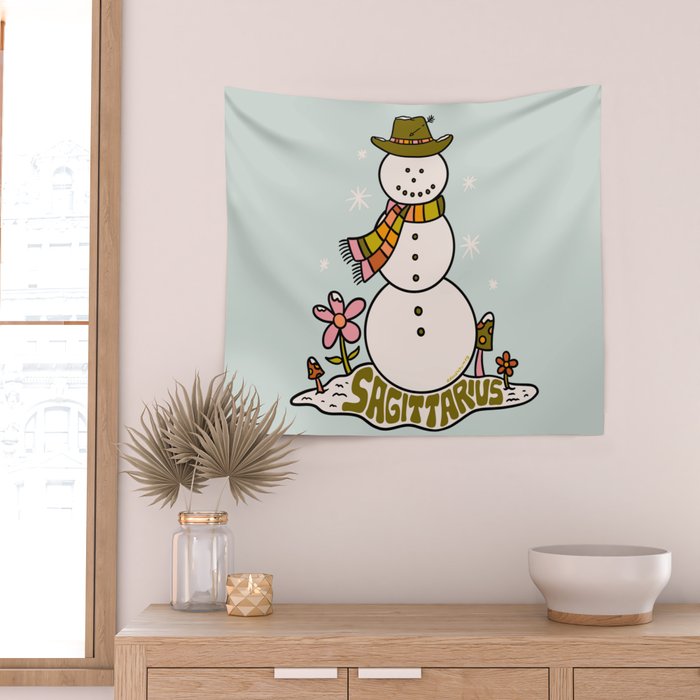 Sagittarius Snowman Wall Tapestry Gallery Image 2