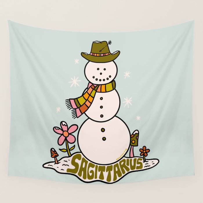 Sagittarius Snowman Wall Tapestry Gallery Image 4