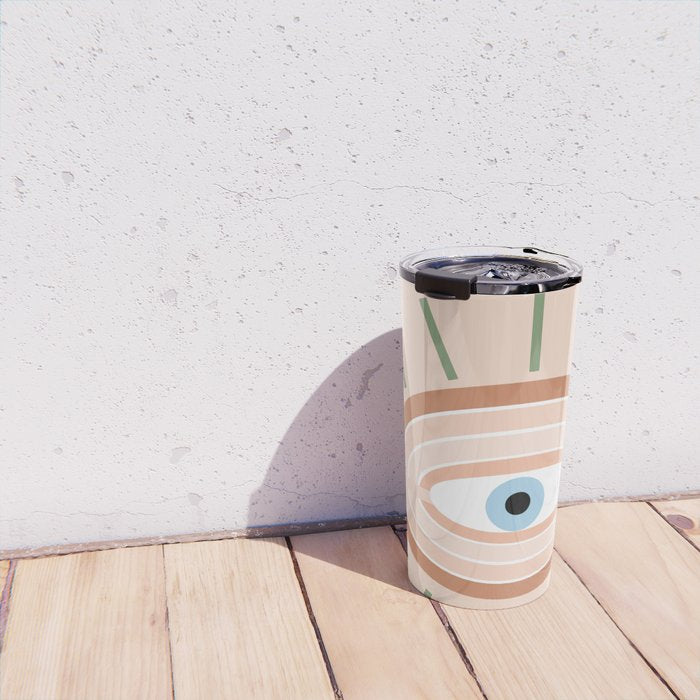Retro evil eye - neutrals Travel Mug Gallery Image 4