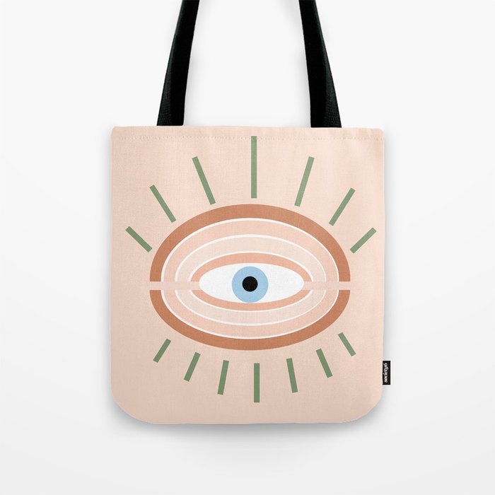 Retro evil eye - neutrals Tote Bag Gallery Image 1