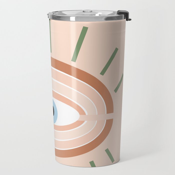 Retro evil eye - neutrals Travel Mug Gallery Image 2