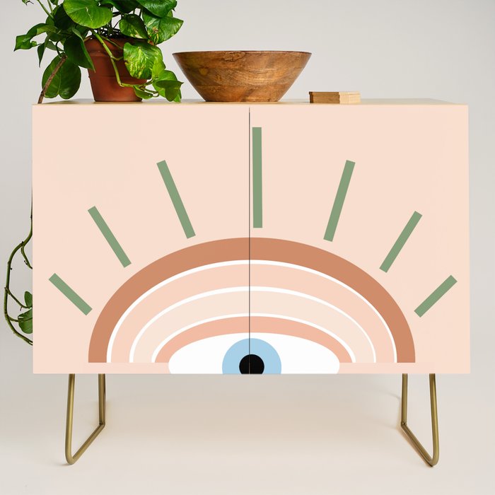Retro evil eye - neutrals Credenza Gallery Image 1