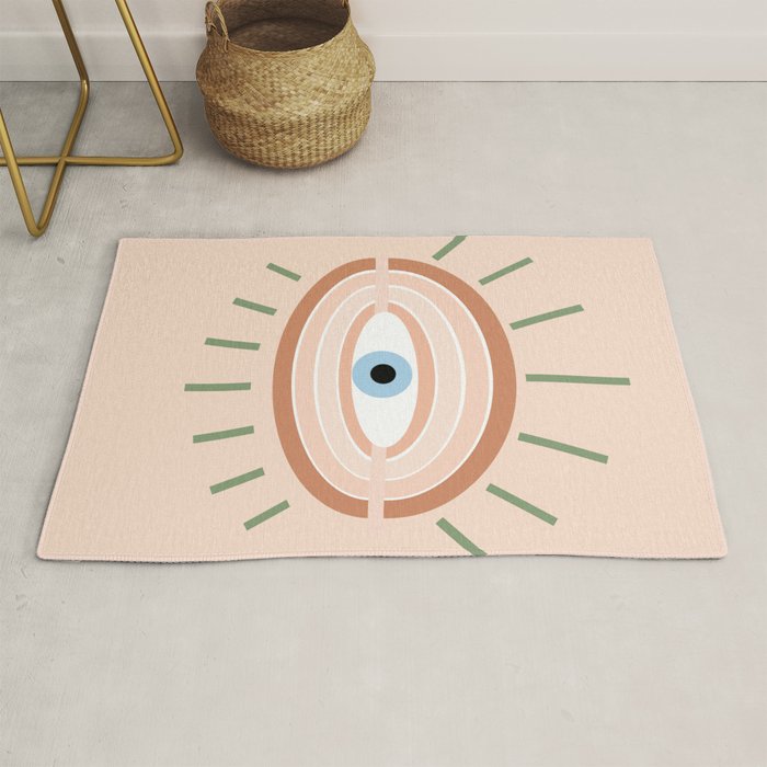 Retro evil eye - neutrals Rug Gallery Image 1