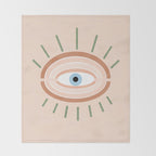 Retro evil eye - neutrals Throw Blanket Gallery Image 2