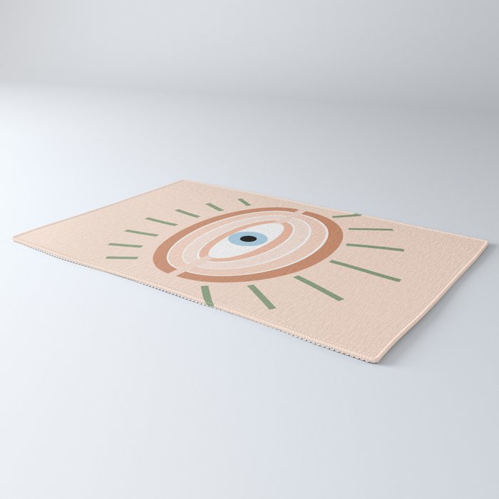 Retro evil eye - neutrals Rug Gallery Image 3