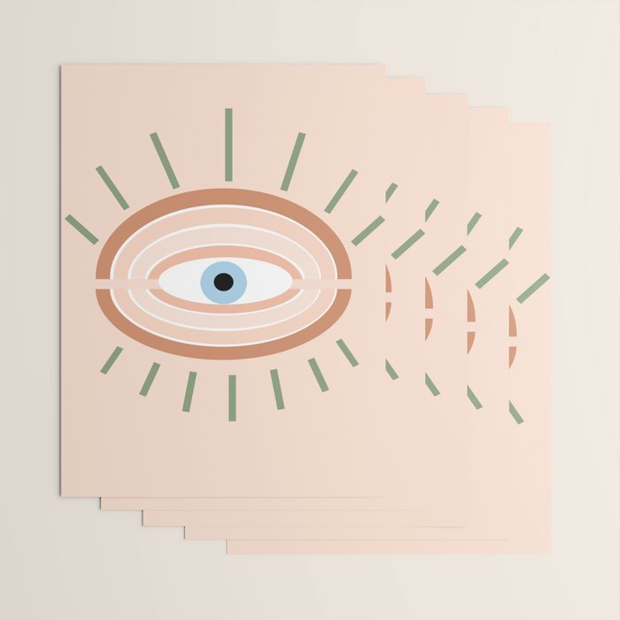 Retro evil eye - neutrals Wrapping Paper Gallery Image 3