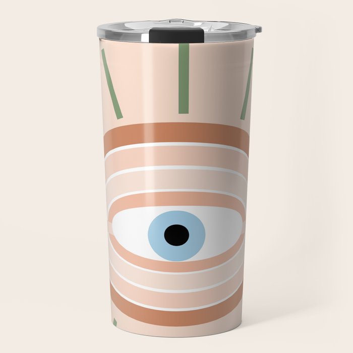 Retro evil eye - neutrals Travel Mug Gallery Image 1