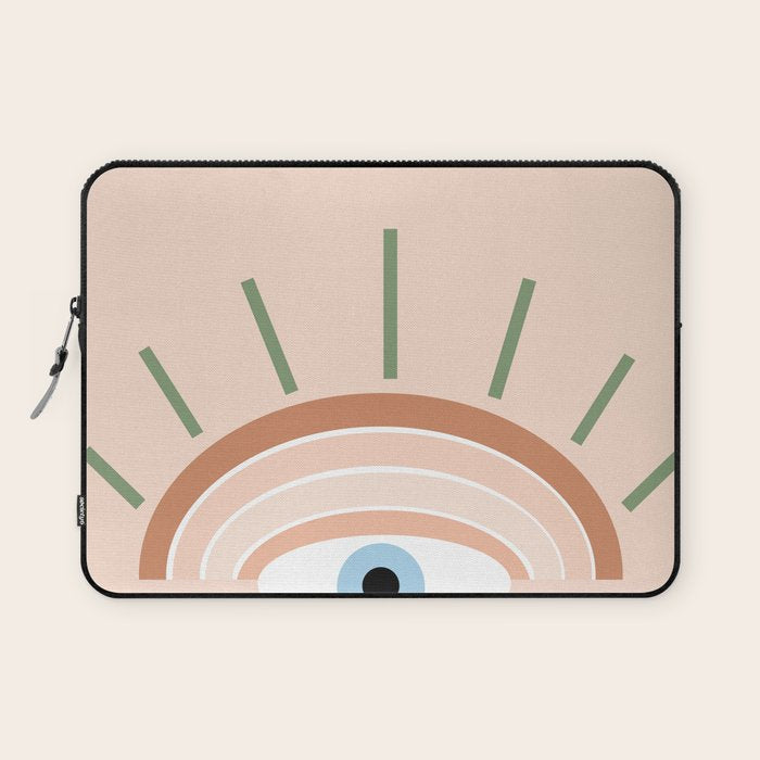 Retro evil eye - neutrals Laptop Sleeve Gallery Image 1
