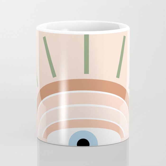 Retro evil eye - neutrals Coffee Mug Gallery Image 4