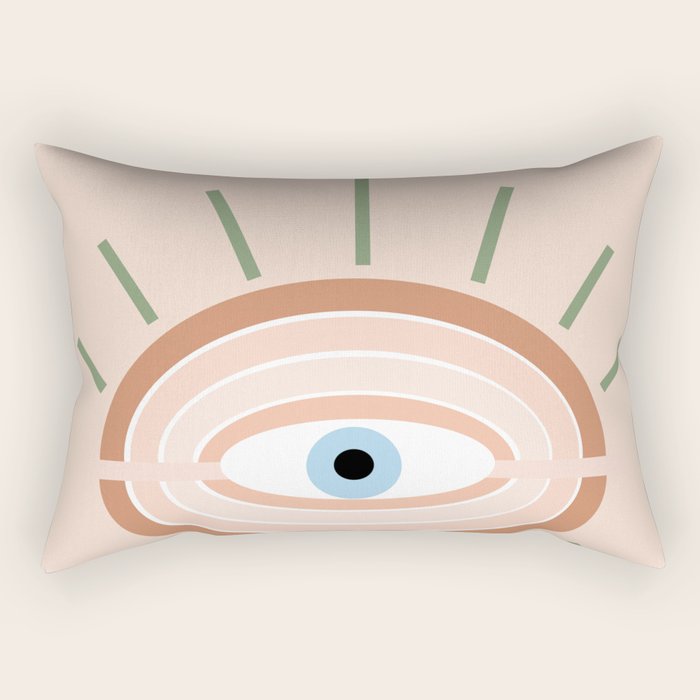 Retro evil eye - neutrals Rectangular Pillow Gallery Image 1