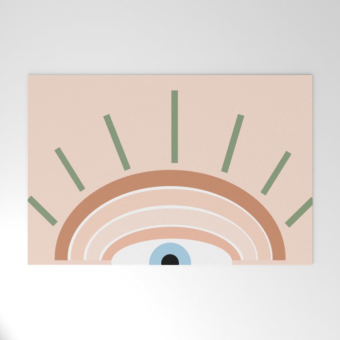 Retro evil eye - neutrals Welcome Mat Gallery Image 1